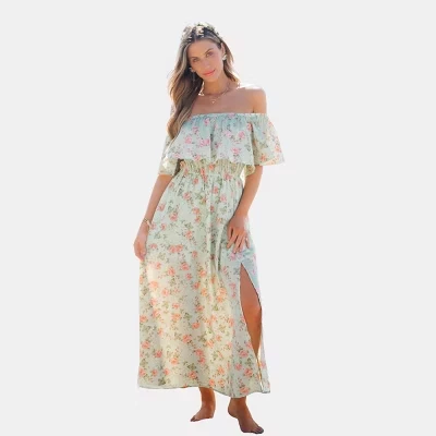 Женское платье Cupshe Floral макси, зеленое