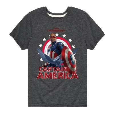 Captain America Sam Wilson Short Sleeve Graphic T-Shirt heather charcoal