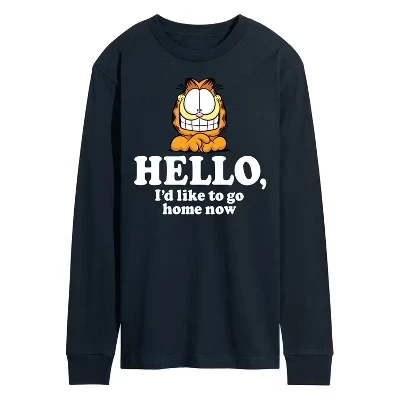 Мужская футболка с длинным рукавом и рисунком Hello Go Home Now темно-синего цвета