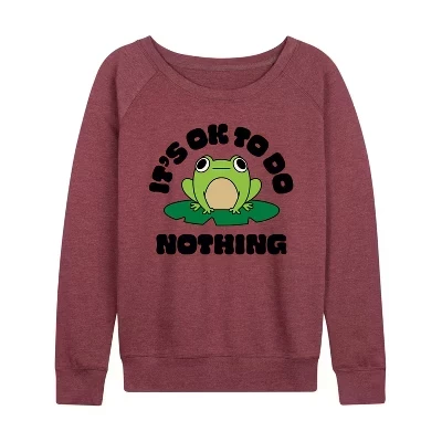 Женская рубашка Do Nothing Frog, легкая французская махровая рубашка с широким вырезом и длинными рукавами, с графическим рисунком, вересково-бордовый