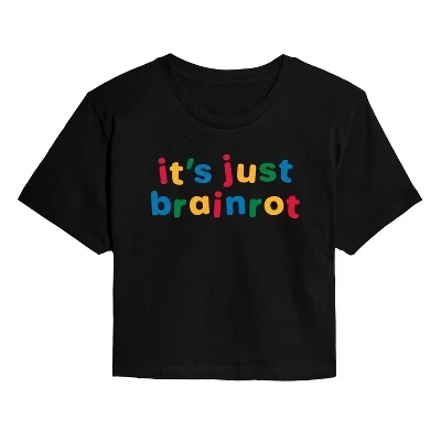 Women's -  - Just Brainrot Cropped Graphic T-Shirt black