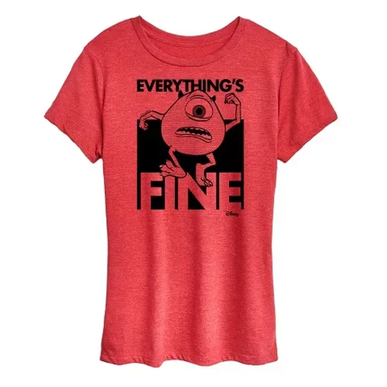 Женская футболка Disney Everythings Fine, красный меланж