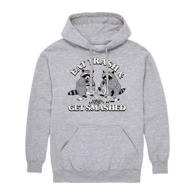 Мужская одежда - - Eat Trash Get Smashed Графический флисовый пуловер с капюшоном athletic heather