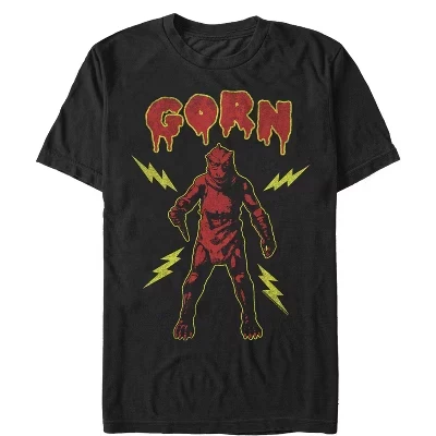 Мужская футболка с оригинальной серией Gorn Alien Lightning Pose, черная