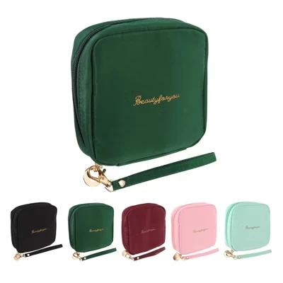Портативная дорожная косметичка для монет на молнии Cute Mini Makeup Bag зеленого цвета