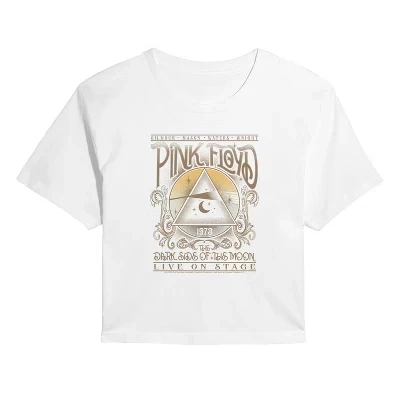 Женская футболка Pink Floyd Dark Side укороченная, белая