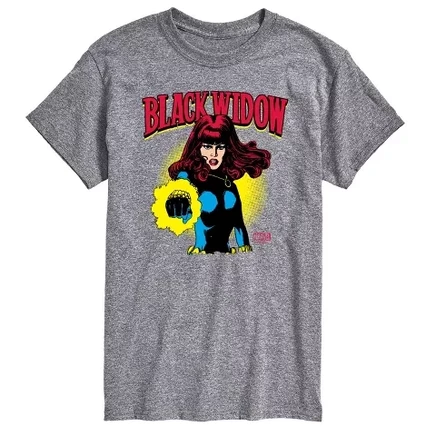Мужская футболка с коротким рукавом и графическим принтом Black Widow с логотипом athletic heather