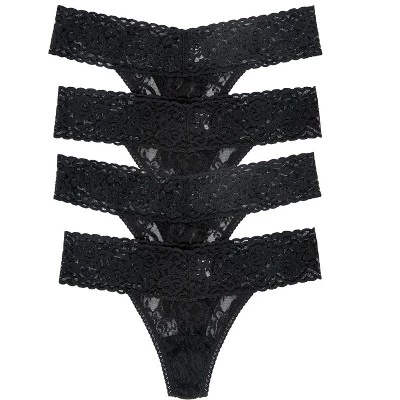 Женские стринги Felina N2122 кружевные низкой посадки, черные