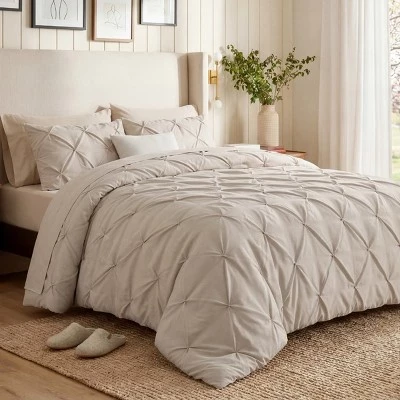 Комплект постельного белья Bed in a Bag с постельным бельем, всесезонное постельное белье Solid Diamond Pintuck, роскошный комплект постельного белья GentleSoft™ в складку, подарок для всей семьи