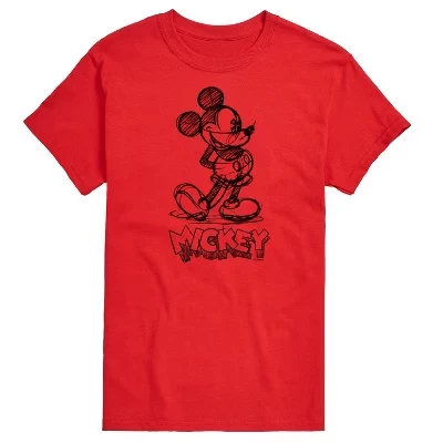 Мужская футболка с коротким рукавом Mickey Sketch и графическим рисунком, красная