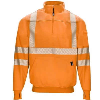 Толстовка RefrigiWear HiVis с застежкой-молнией на четверть дюйма - защитный пуловер повышенной видимости со светоотражающей лентой