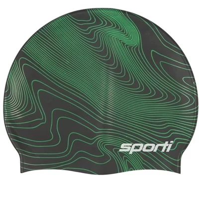 Шапочка для плавания Sporti Sonar Waves силиконовая, зеленая