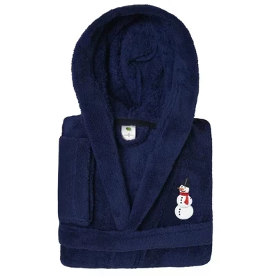 Махровый халат с капюшоном Linum Kids из 100% полиэстера с двойным ворсом и СУПЕР ПЛЮШЕМ - ЧЕРЕПАХА , KIDS50-ДИЗАЙНЕРСКИЙ снеговик