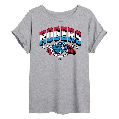 Women's -  - Captain America Rogers Oversized Graphic T-Shirt heather grey