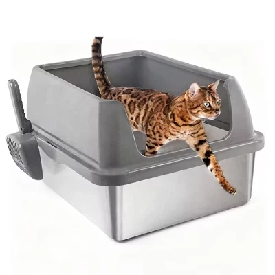 Закрытый ящик для кошачьего туалета Allforpaws из нержавеющей стали