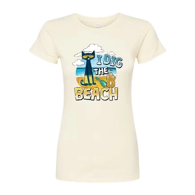 Женская приталенная футболка с рисунком I Dig The Beach natural