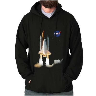 Толстовка с капюшоном NASA Rocketship Launch Takeoff Женская мужская лицензионная черная