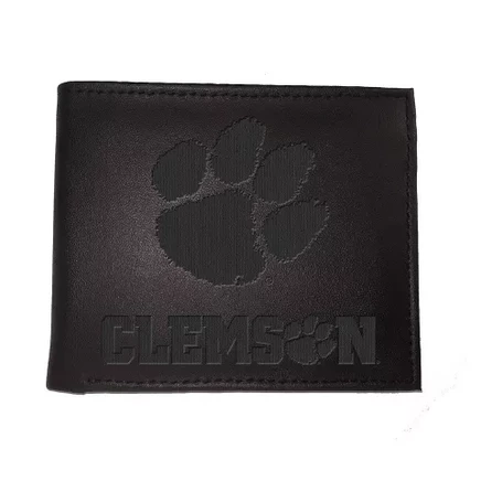 Evergreen NCAA Clemson Tigers Черный кожаный двойной кошелек с официальной лицензией и подарочной коробкой