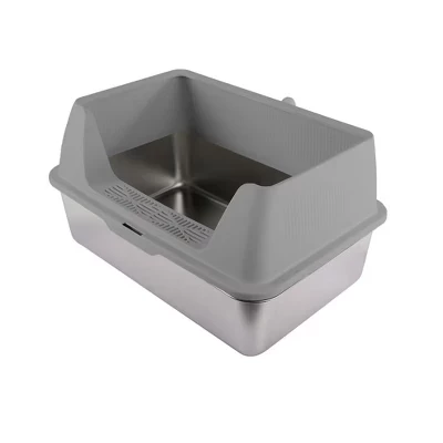 Ящик для кошачьего туалета Allforpaws Go Fresh MeowLoo из нержавеющей стали, 23,6 x 15,7 x 11,8-серый