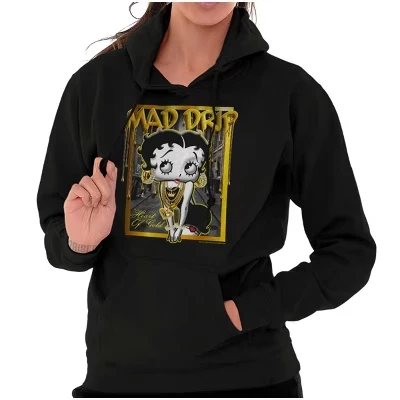 Betty Boop Mad Drip Heart of Gold Толстовка с капюшоном женская лицензионная черная