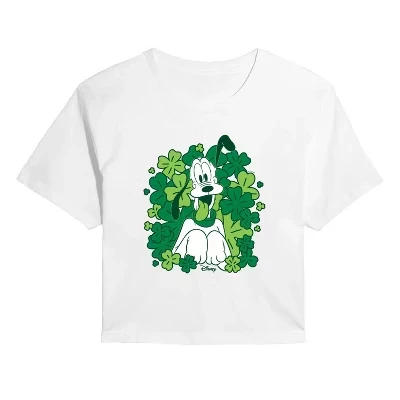 Женская укороченная футболка с рисунком Pluto Shamrocks, белая