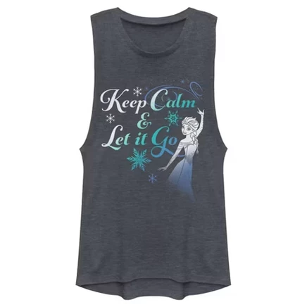 Юниорская женская футболка Elsa Keep Calm Festival Muscle из джинсовой ткани синего вереска