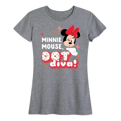 Женская футболка Minnie Dot Diva с коротким рукавом и графическим принтом, серая