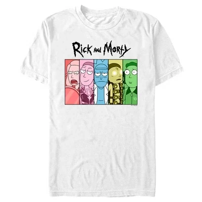 Men's Rick And Morty Colorful Family Panels T-Shirt white