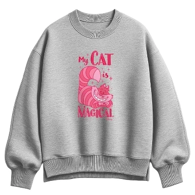 Женская - Алиса в Стране чудес - My Cat Is Magical Оверсайз Флисовая толстовка athletic heather