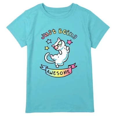 Голубая футболка Girl's Lost Gods Cat Just Being Awesome