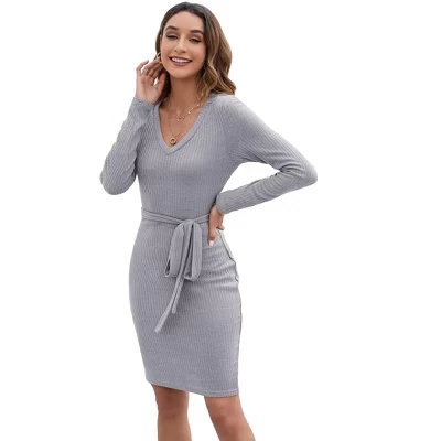 Женское платье-свитер Yesfashion, серое
