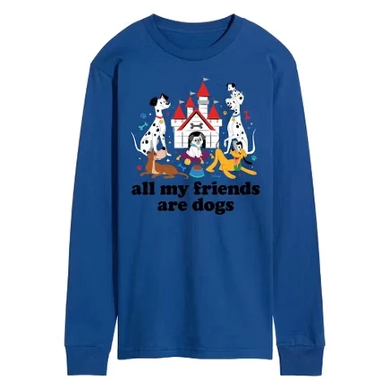 Men's -  - Cats & Dogs Long Sleeve Graphic T-Shirt royal blue