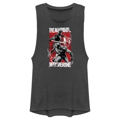Футболка Junior's Marvel: & Wolverine Grayscale Poses Festival Muscle Tee charcoal