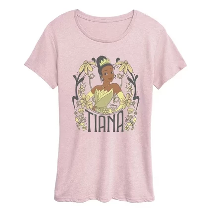 Женская футболка Disney Tiana Floral Nouveau, светло-розовая