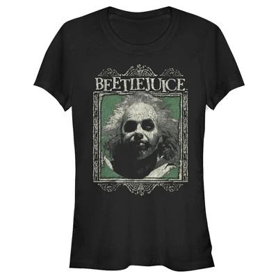Женская футболка Beetlejuice с принтом в рамке, черная