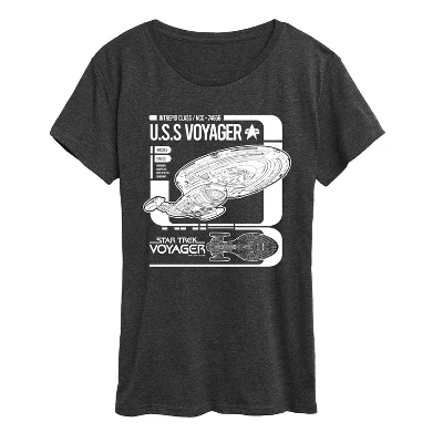 Женская футболка с коротким рукавом Voyager Schematic и графическим рисунком heather charcoal