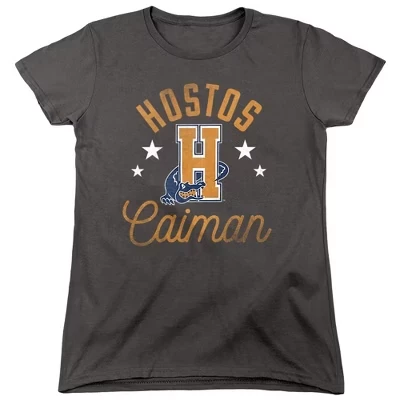 Женская футболка Hostos Community College Caiman цвета древесного угля