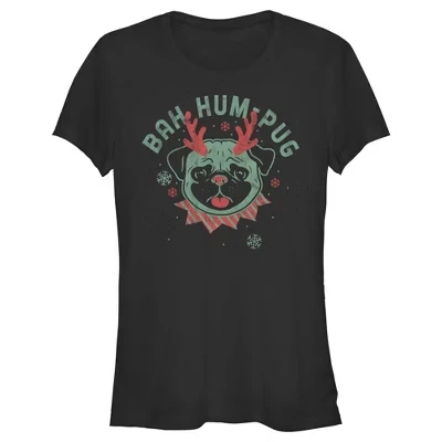 Женская футболка Juniors Womens Lost Gods Distressed Bah Hum-Pug черного цвета