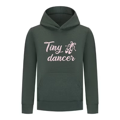 Балерина Tiny Dancer Girls Пуловер с капюшоном – Розовые балетные тапочки Толстовка зеленая