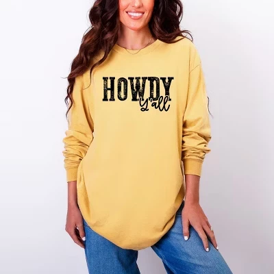 Женская футболка с длинным рукавом Simply Sage Market Howdy Y'all, горчичная