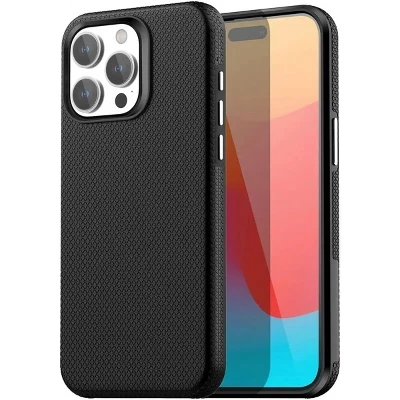 Чехол, совместимый с iPhone 16 Pro - Противоскользящий прочный противоударный чехол черного цвета