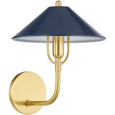 Настенное бра Mariel - 1 Light -12 дюймов в высоту и 9,75 дюймов в ширину -Состаренная латунь /Мягкая темно-синяя отделка