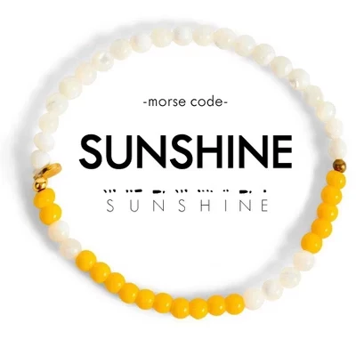 Браслет Ethic Goods «SUNSHINE» по Морзе, перламутр/жёлтый