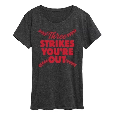 Женская футболка с коротким рукавом Three Strike You're Out с графическим рисунком heather charcoal