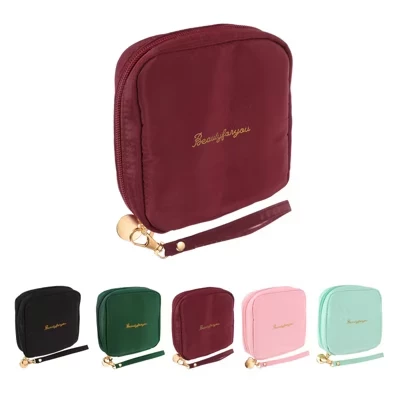 Портативная дорожная косметичка для монет на молнии Cute Mini Makeup Bag красного цвета