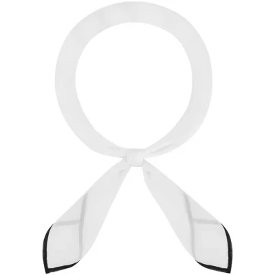Women's Solid Chiffon Ribbon Square Silky Elegant Neckerchief Handkerchief for Gift Office 1 Pc white