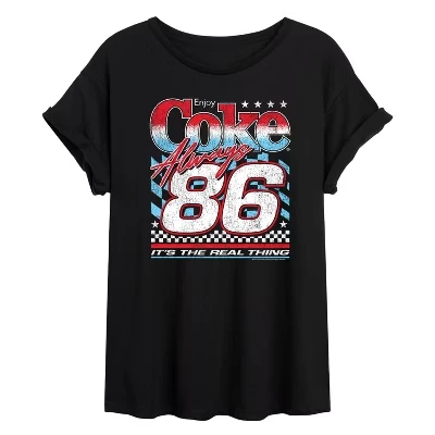 Женская футболка Coca-Cola American Racing с объемным рисунком черного цвета