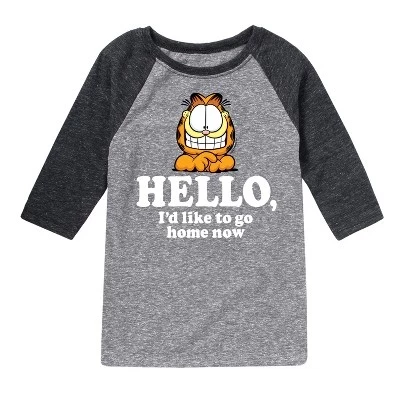 Футболка для мальчиков Garfield Hello Go Home Now, черная