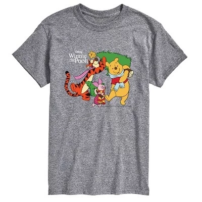Мужская футболка Winnie the Pooh Christmas, серый меланж