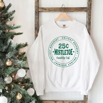 Женская толстовка с рисунком Mistletoe Fresh Cut белого цвета